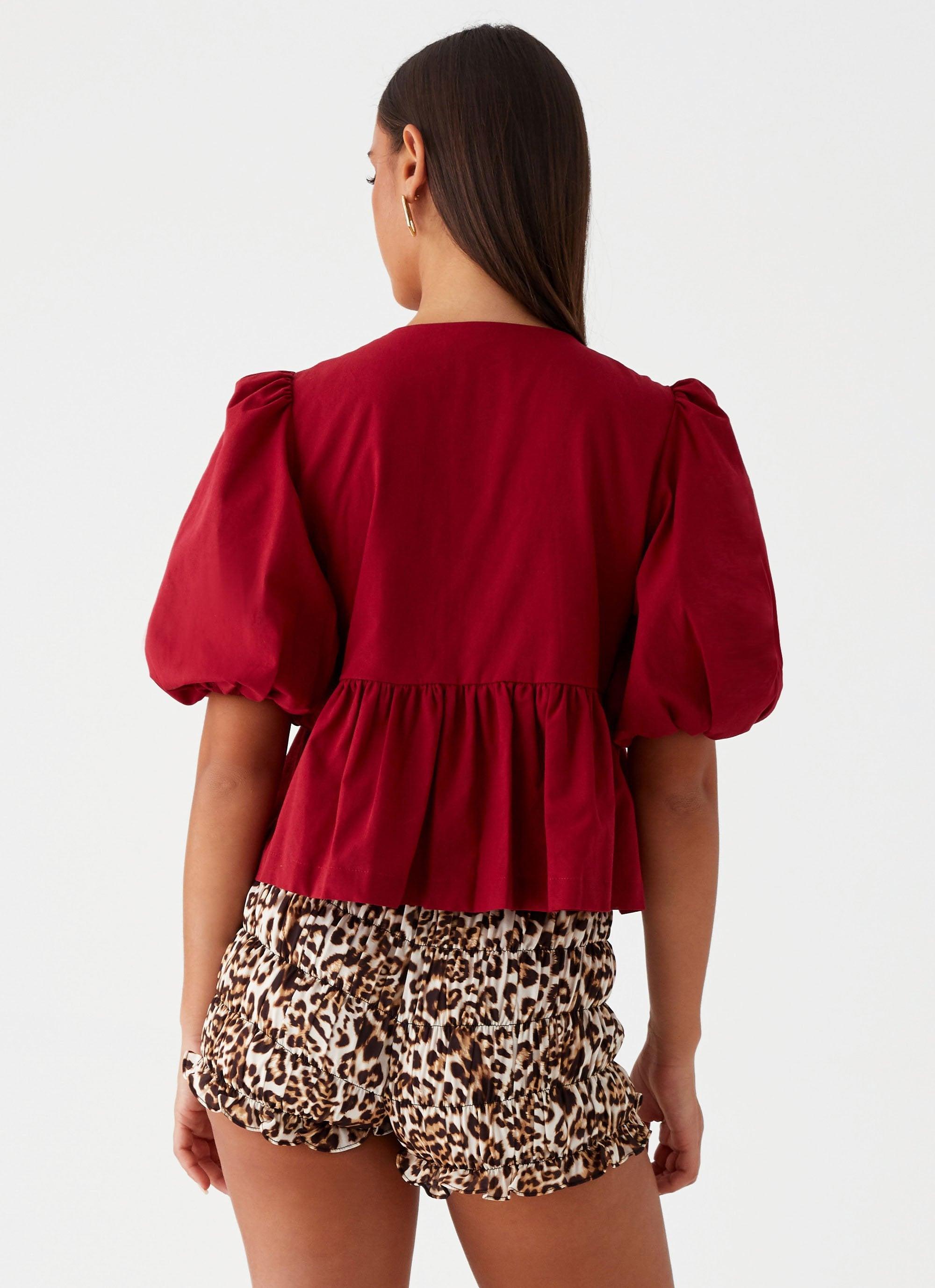 Western Wind Tie Top - Maroon Product Image