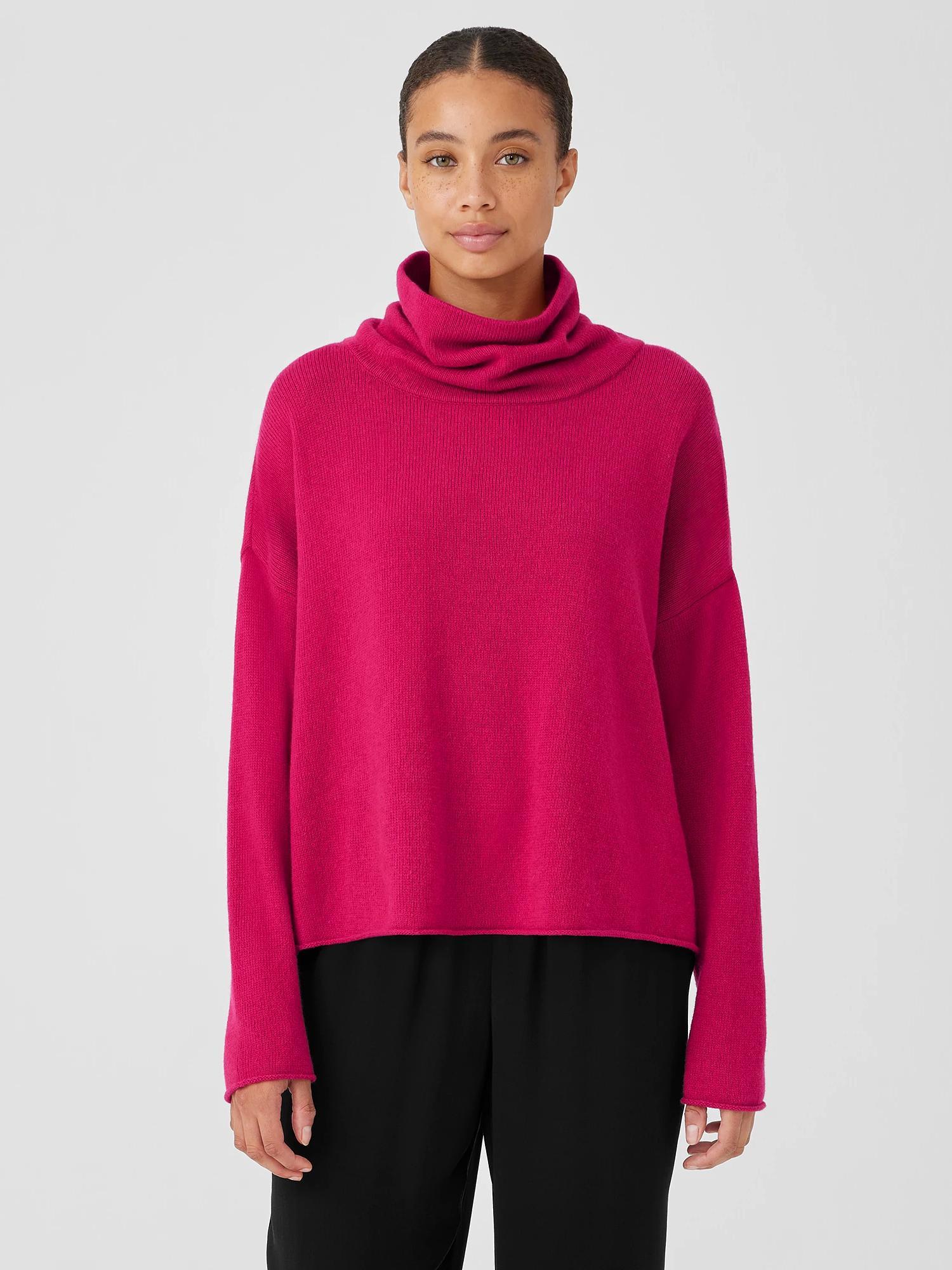 EILEEN FISHER Cotton and Recycled Cashmere Turtleneck Box-Topfemale Product Image