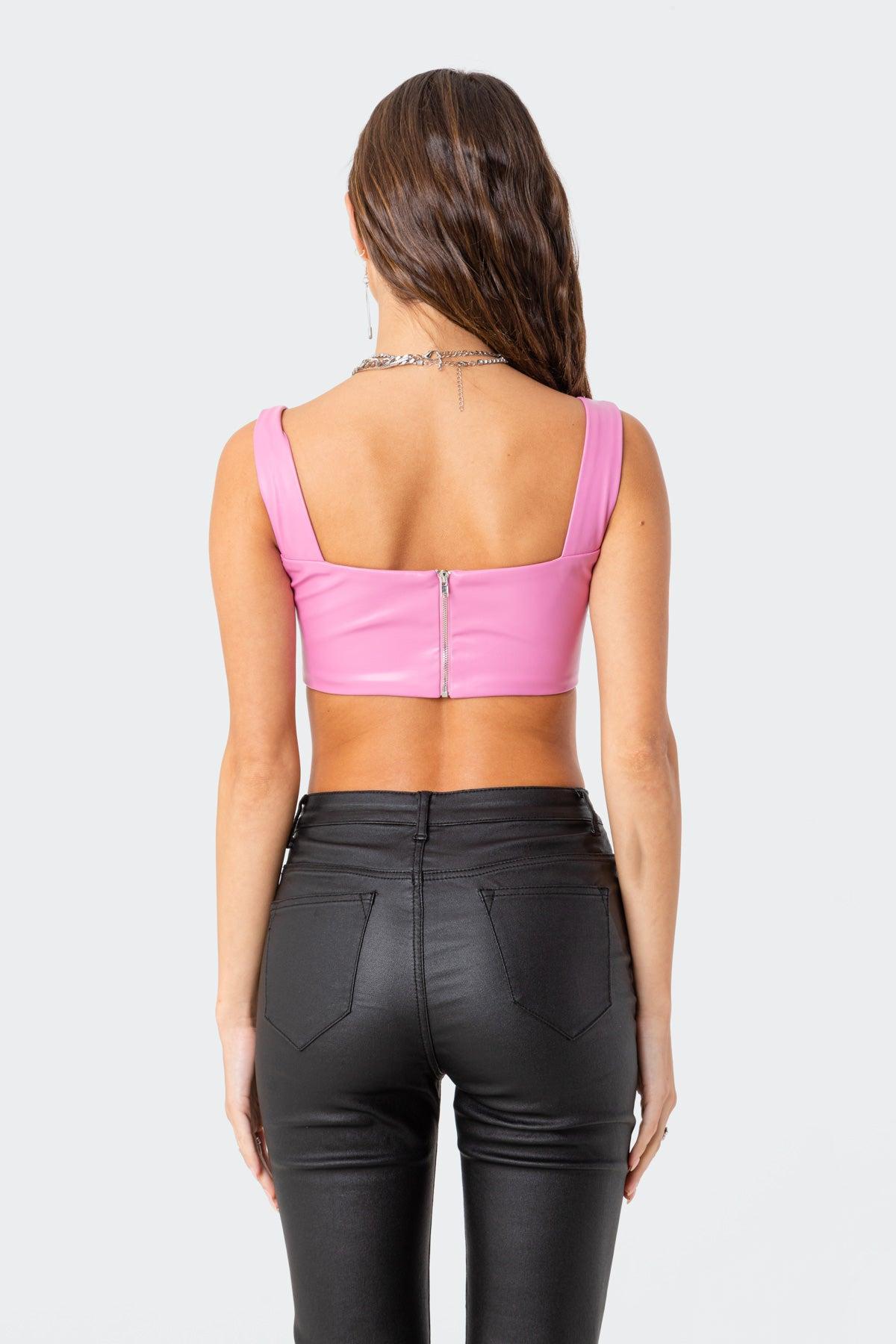 Midnight Faux Leather Crop Top Product Image