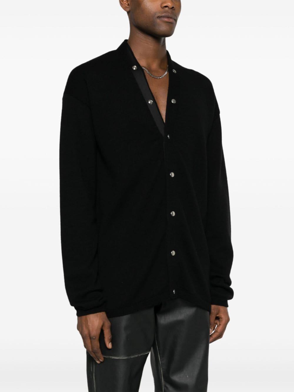 RICK OWENS Decorative Buttons Virgin-wool Cardigan In Nero Product Image