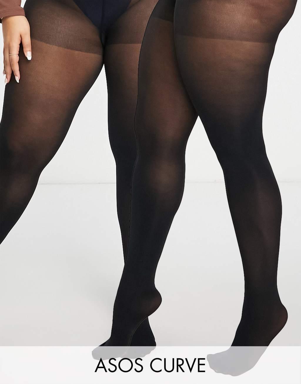 ASOS DESIGN Curve 2 pack 60 denier tights Product Image