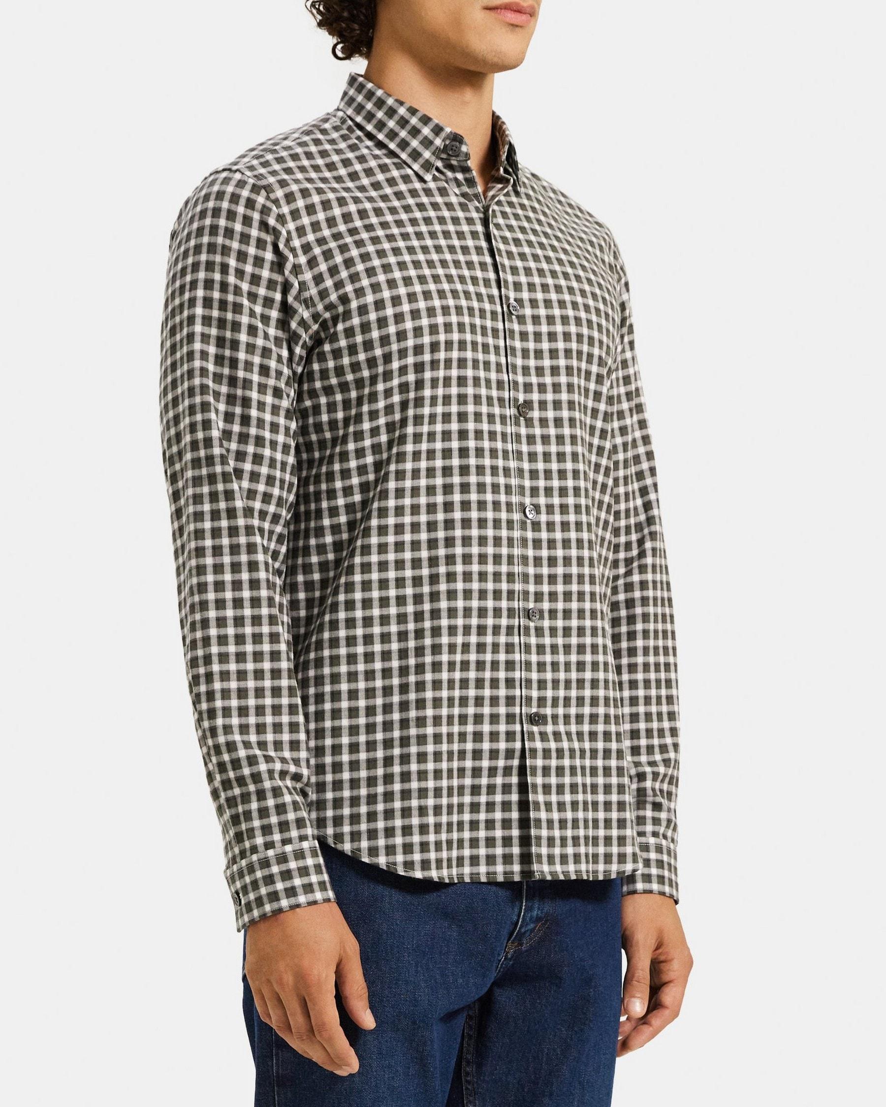 Long-Sleeve Shirt in Gingham Cotton Product Image