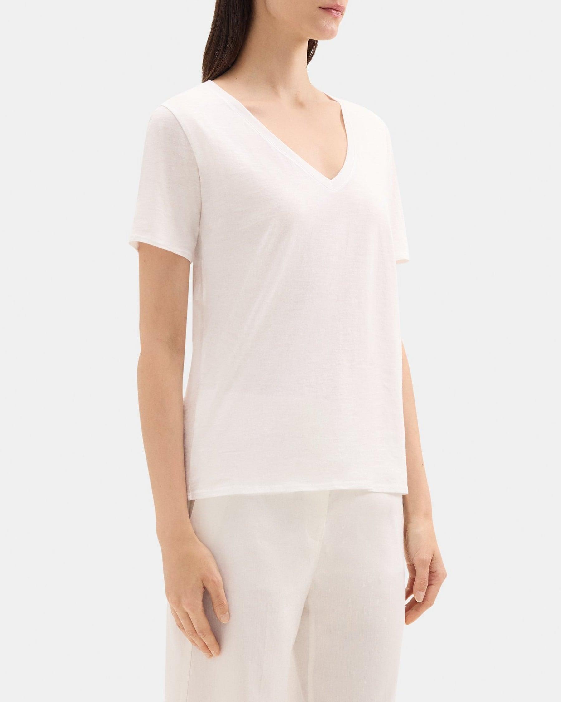 V-Neck Tee in Slub Cotton Product Image