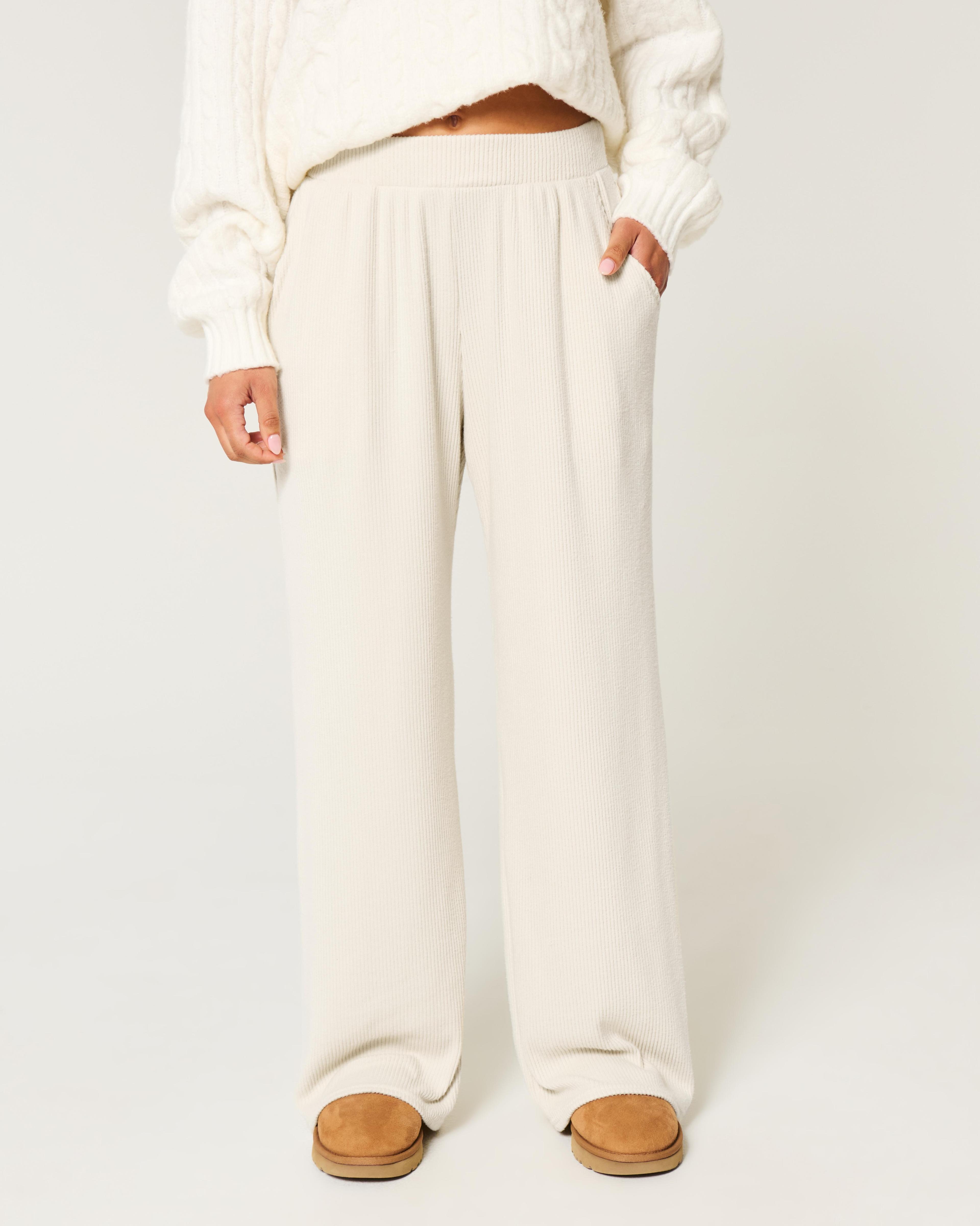 Cozy Ribbed Baggy Pants Product Image