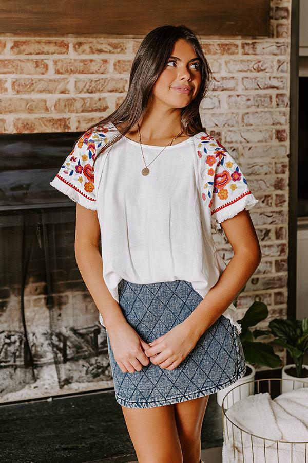 Loving The Sun Embroidered Top In White Product Image