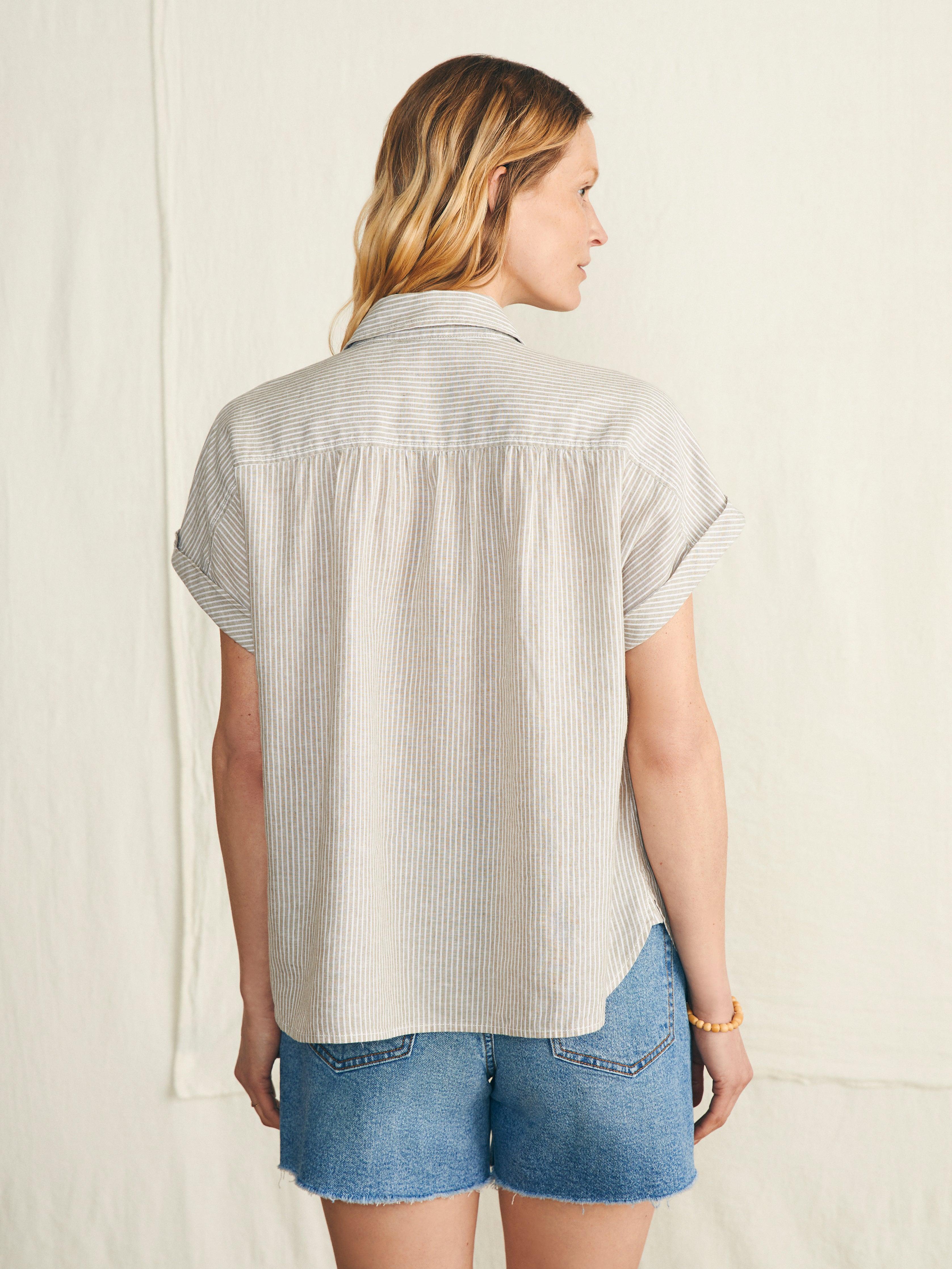 Breeze Shirt - Tan Petite Stripe Female Product Image