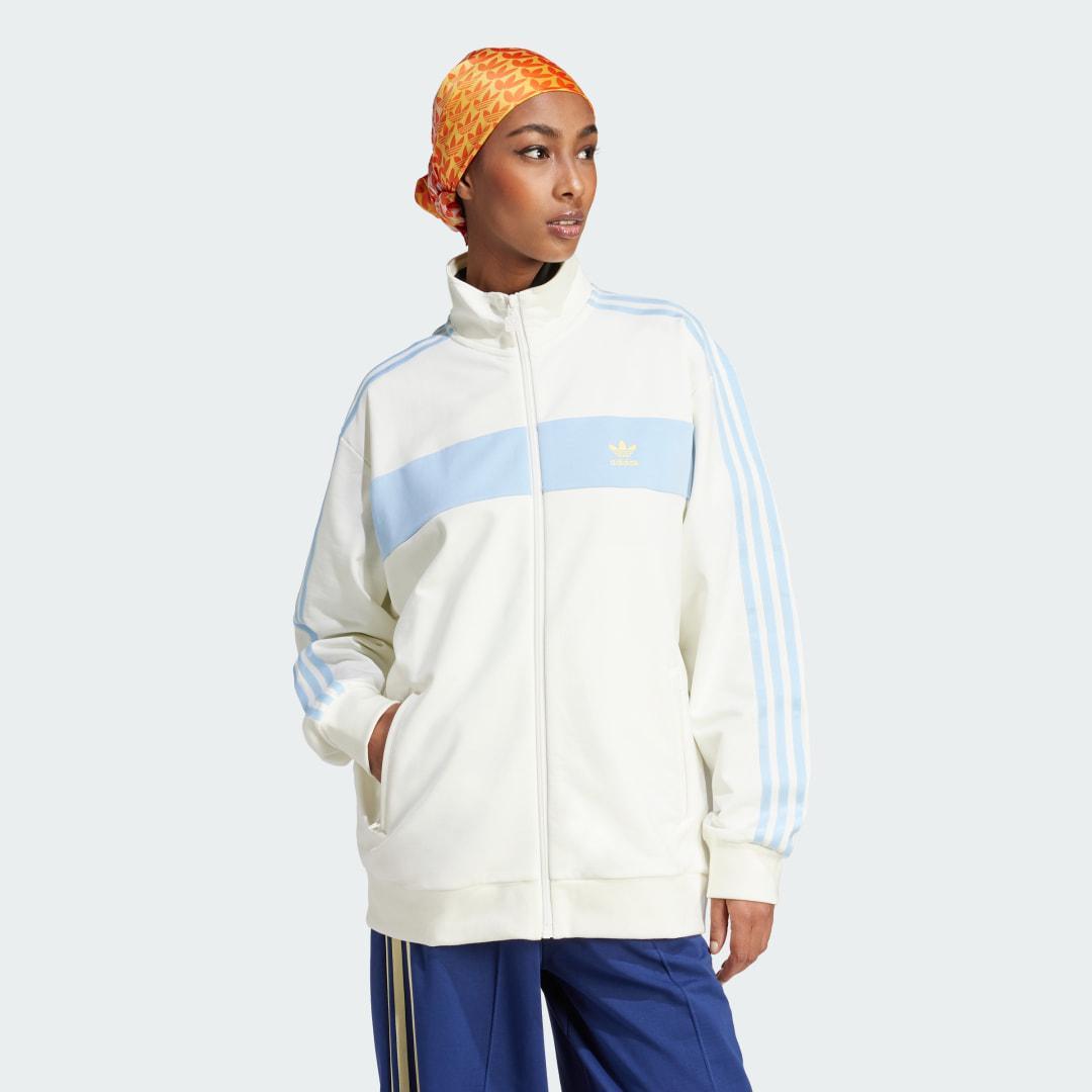 adidas Colorblock Track Top Off White M Womens Product Image