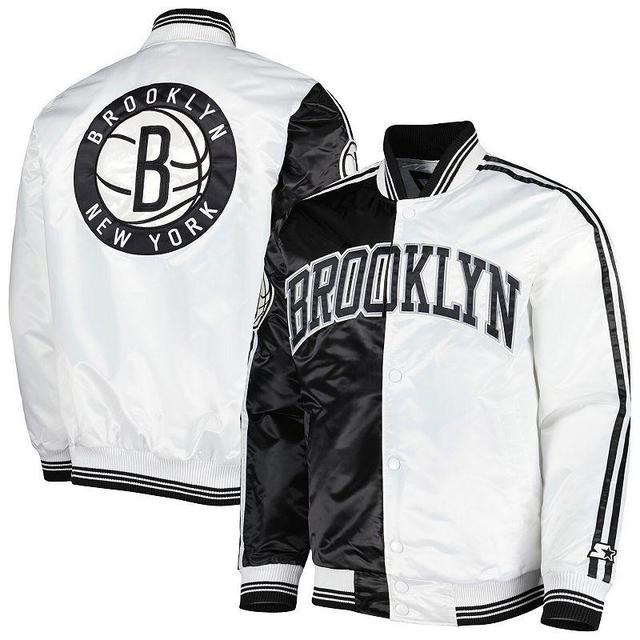 Mens Starter /White Brooklyn Nets Fast Break Satin Full-Snap Jacket Product Image