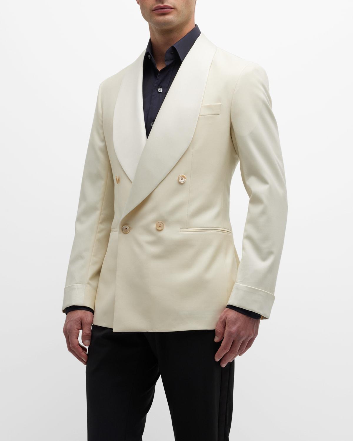 Paul Stuart Men's Double-Breasted Shawl Dinner Jacket - Size: 42R - CREAM Product Image