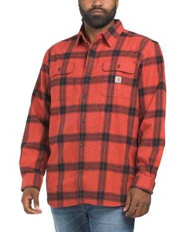 Big And Tall Loose Fit Heavyweight Flannel Plaid Shirt for Men | Cotton Product Image