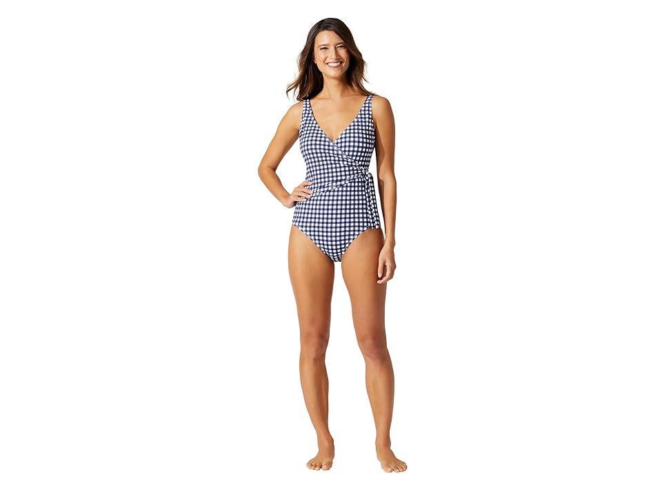 Tommy Bahama Gingham Wrap Front One Piece Swimsuit Product Image