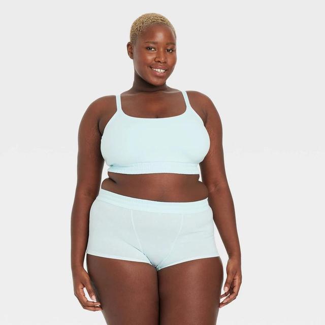 Womens Bralette and Boy Shorts Set - Colsie Blue Sheen XXL Product Image