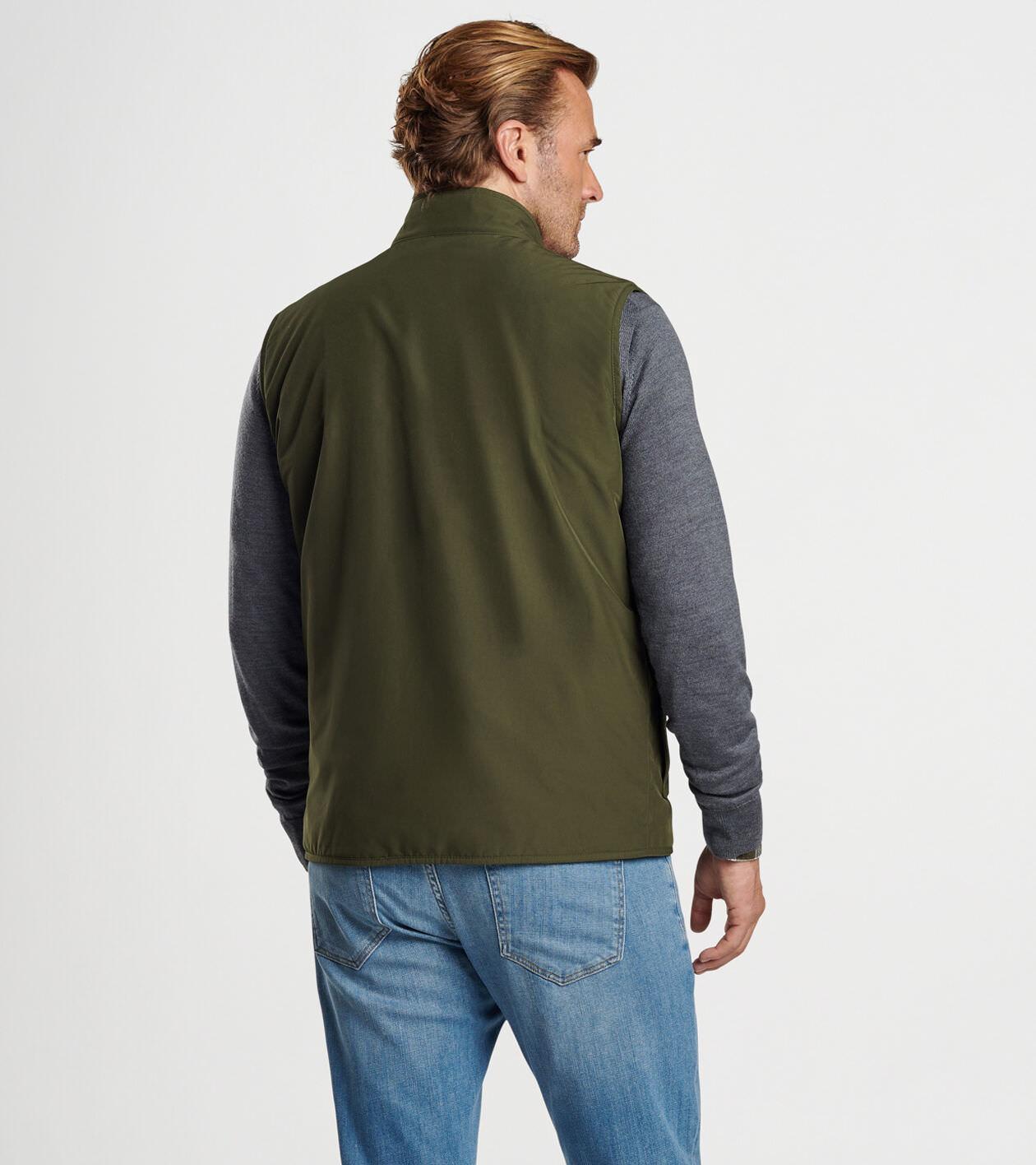 Peter Millar Mens Brentwood Reversible Fleece Vest | Color: Dark Olive | Size: M Product Image