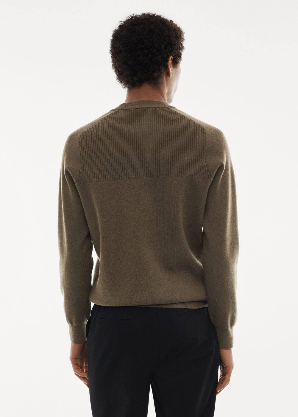 MANGO MAN - Stretch sweater with ribbed detail khakiMen Product Image