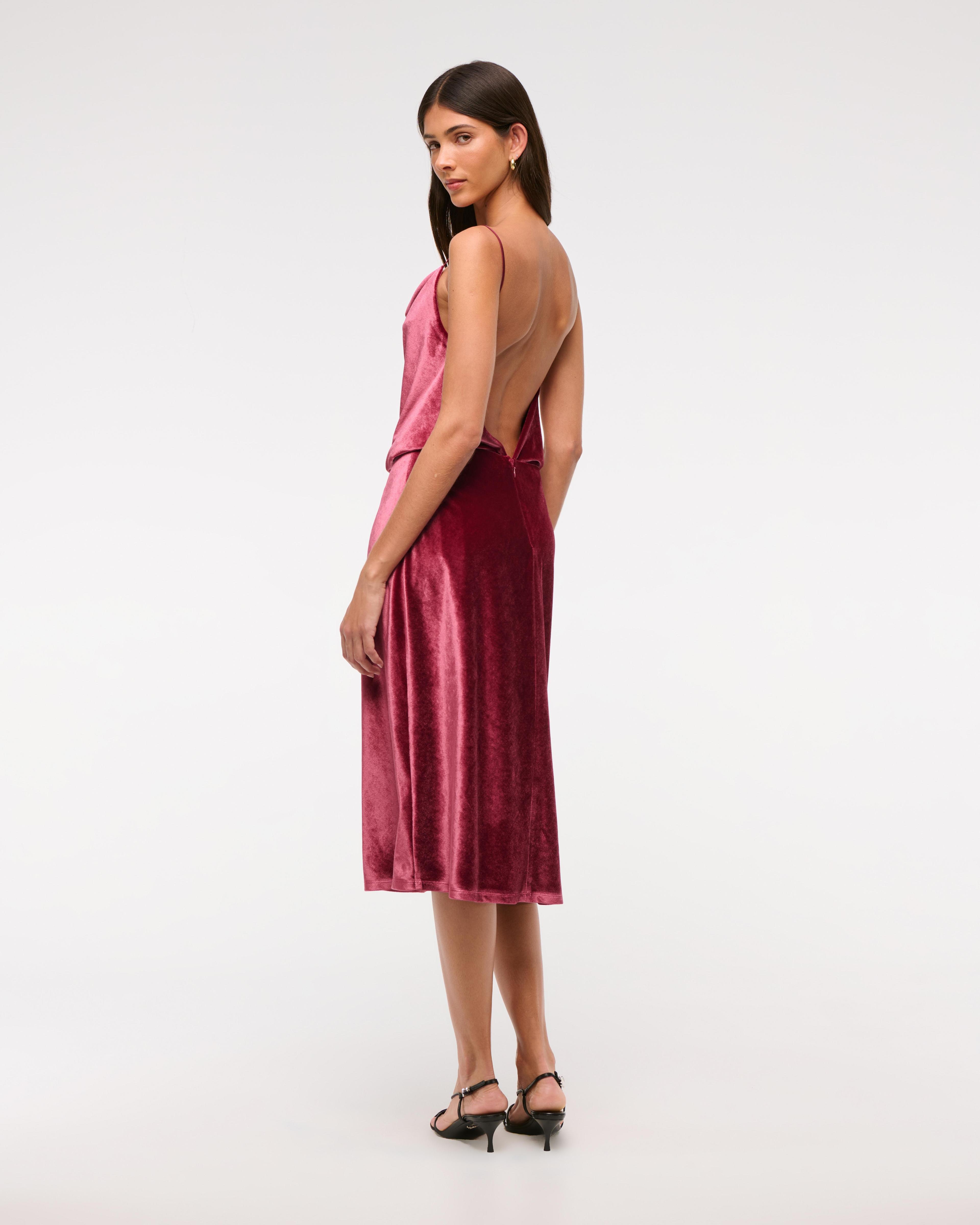 Velvet Open-Back Midi Dress Product Image