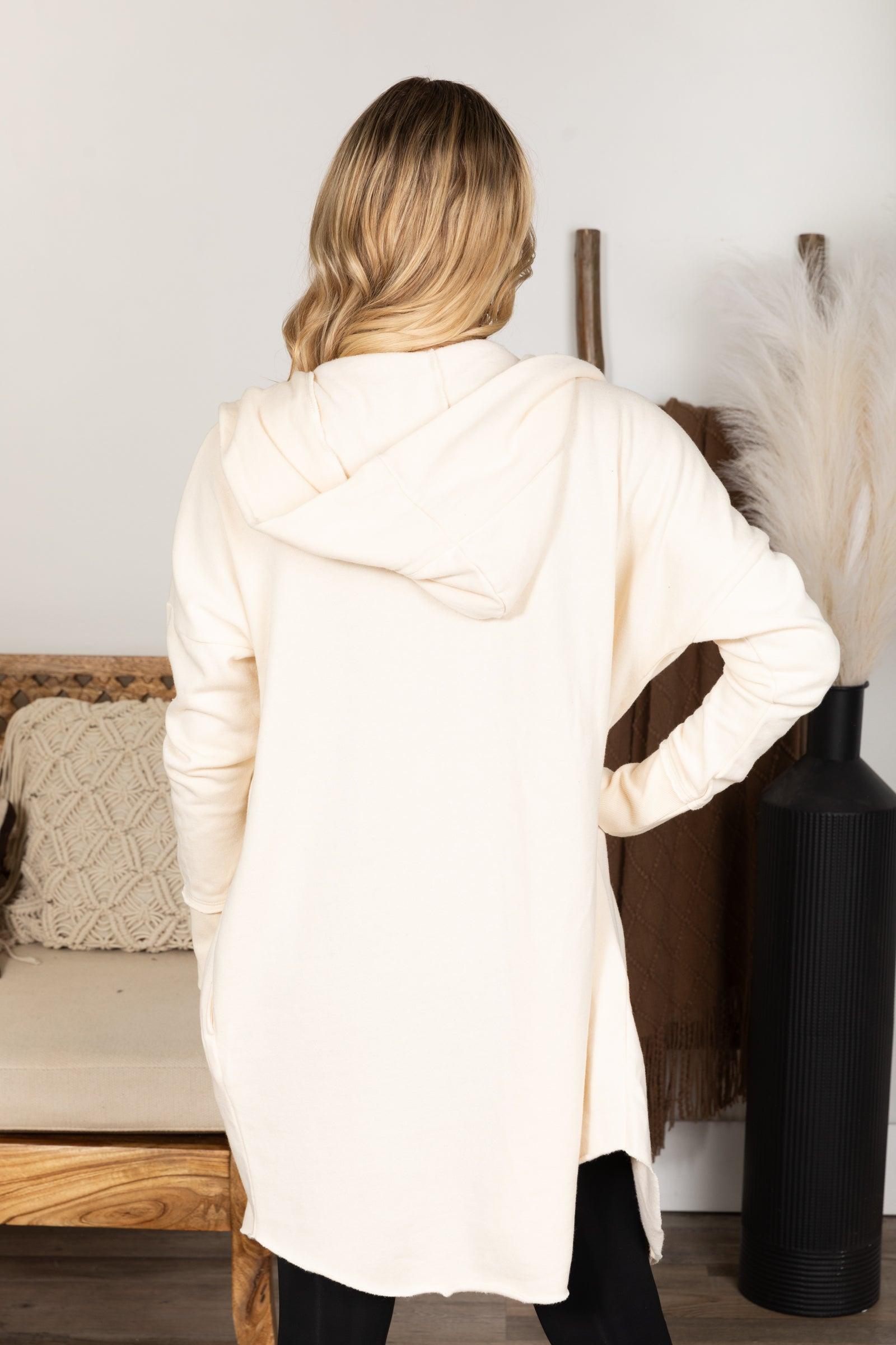 Open Front Longline Hoodie Cardigan Product Image