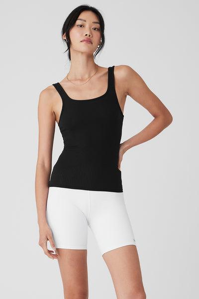 Ribbed Sea Coast Scoop Neck Tank - Black product image