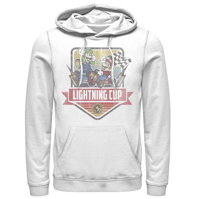 Mens Mario Kart Lightning Cup Faded Logo Hoodie White Product Image