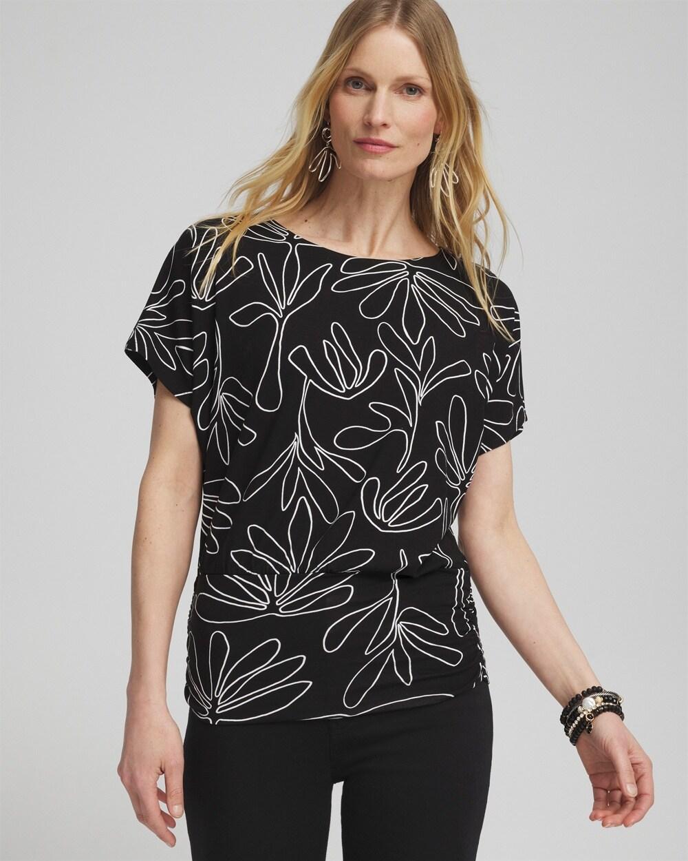 Touch of Cool™ Abstract Ruched Banded Hem Top Product Image