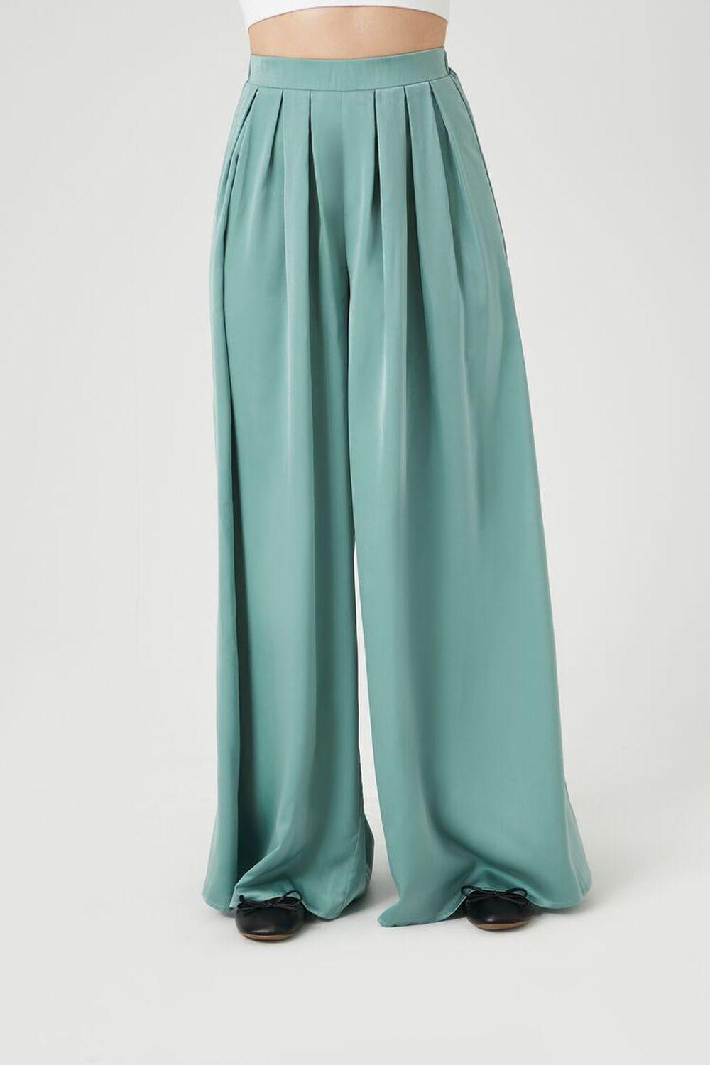 Pleated Satin Palazzo Pants | Forever 21 Product Image