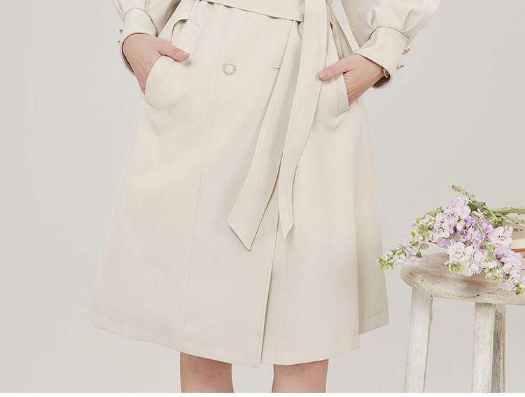 Plain Double-Breasted Trench Coat Product Image