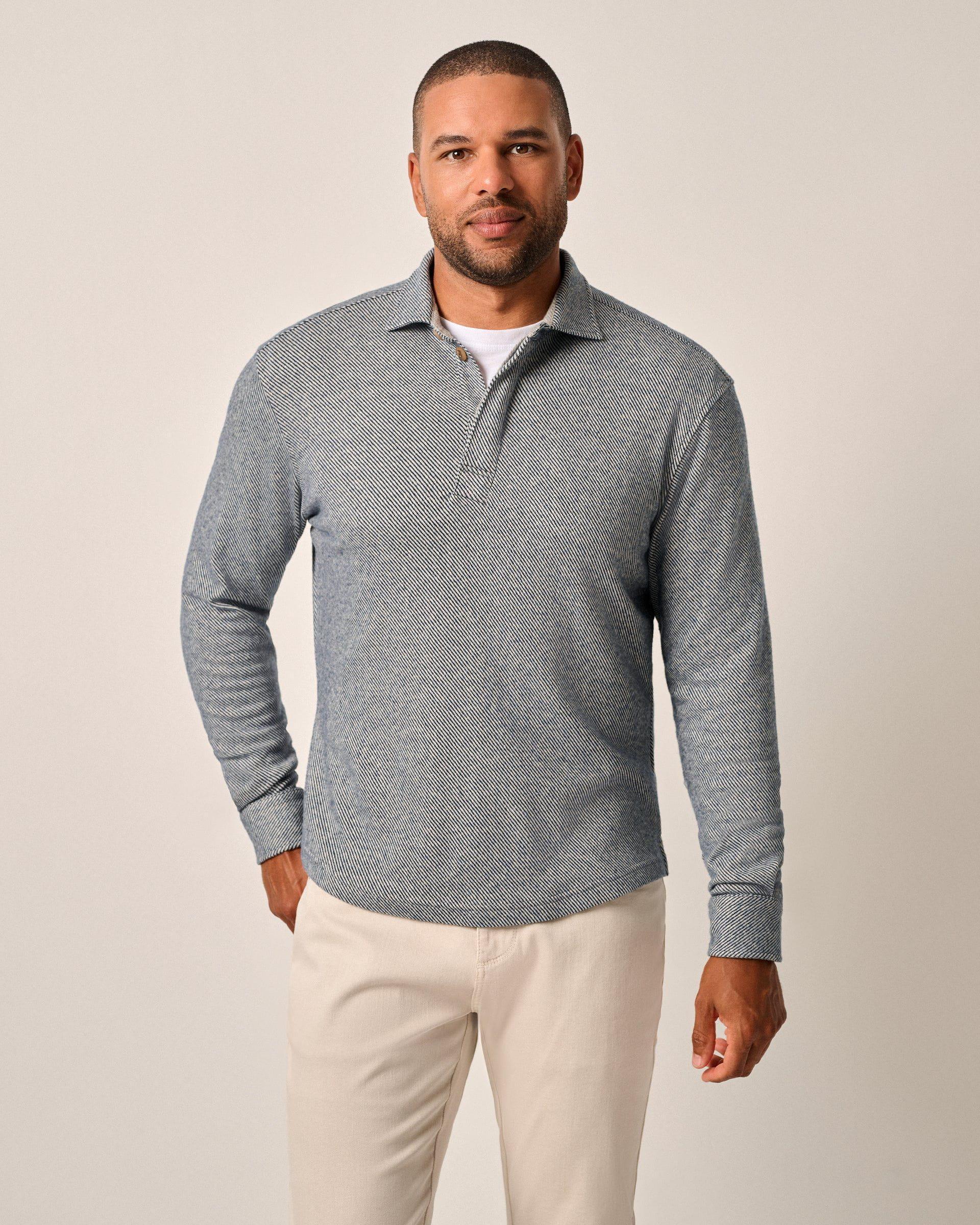 johnnie-O Middleton Cotton Stretch Knit Flannel Pullover Product Image