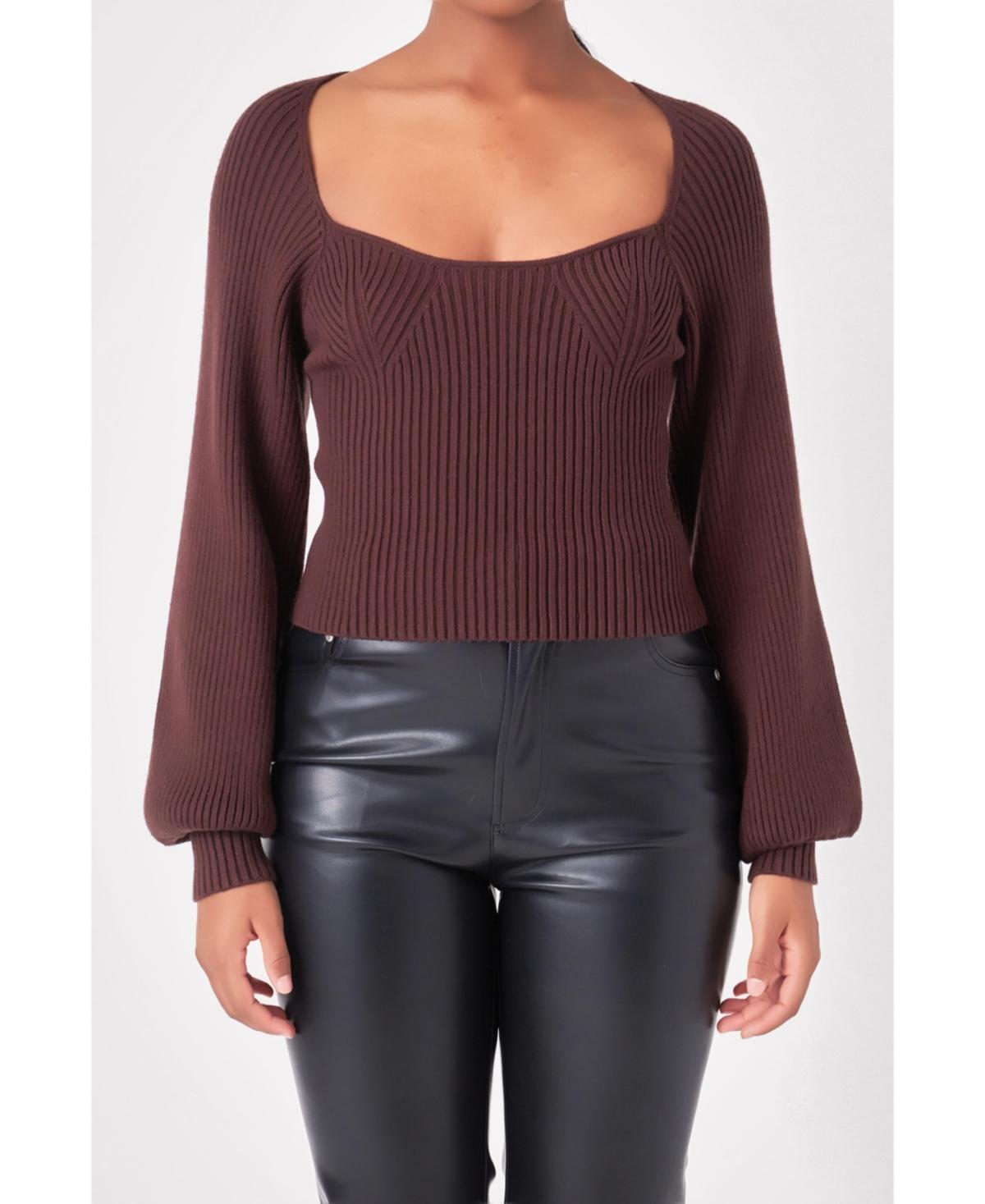 Endless Rose Ribbed Bishop Sleeve Top Product Image