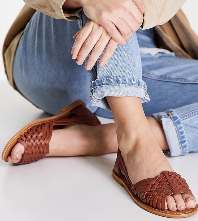 ASOS DESIGN Francis leather woven flat sandals Product Image