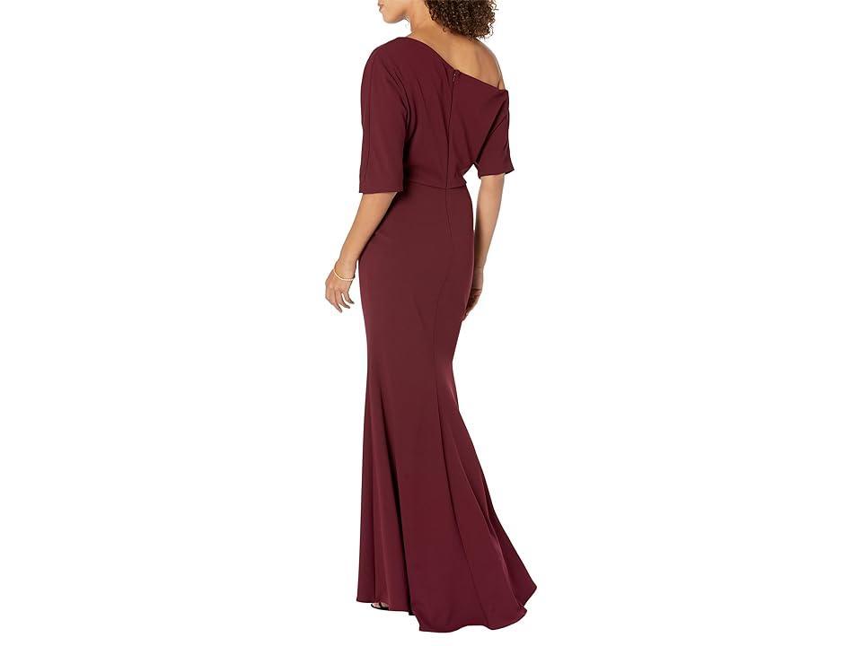 Betsy & Adam One-Shoulder Crepe Scuba Gown Product Image