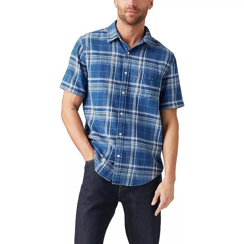 Mens Levis Classic Standard Fit Short Sleeve Shirt Crater Blue Plaid Product Image