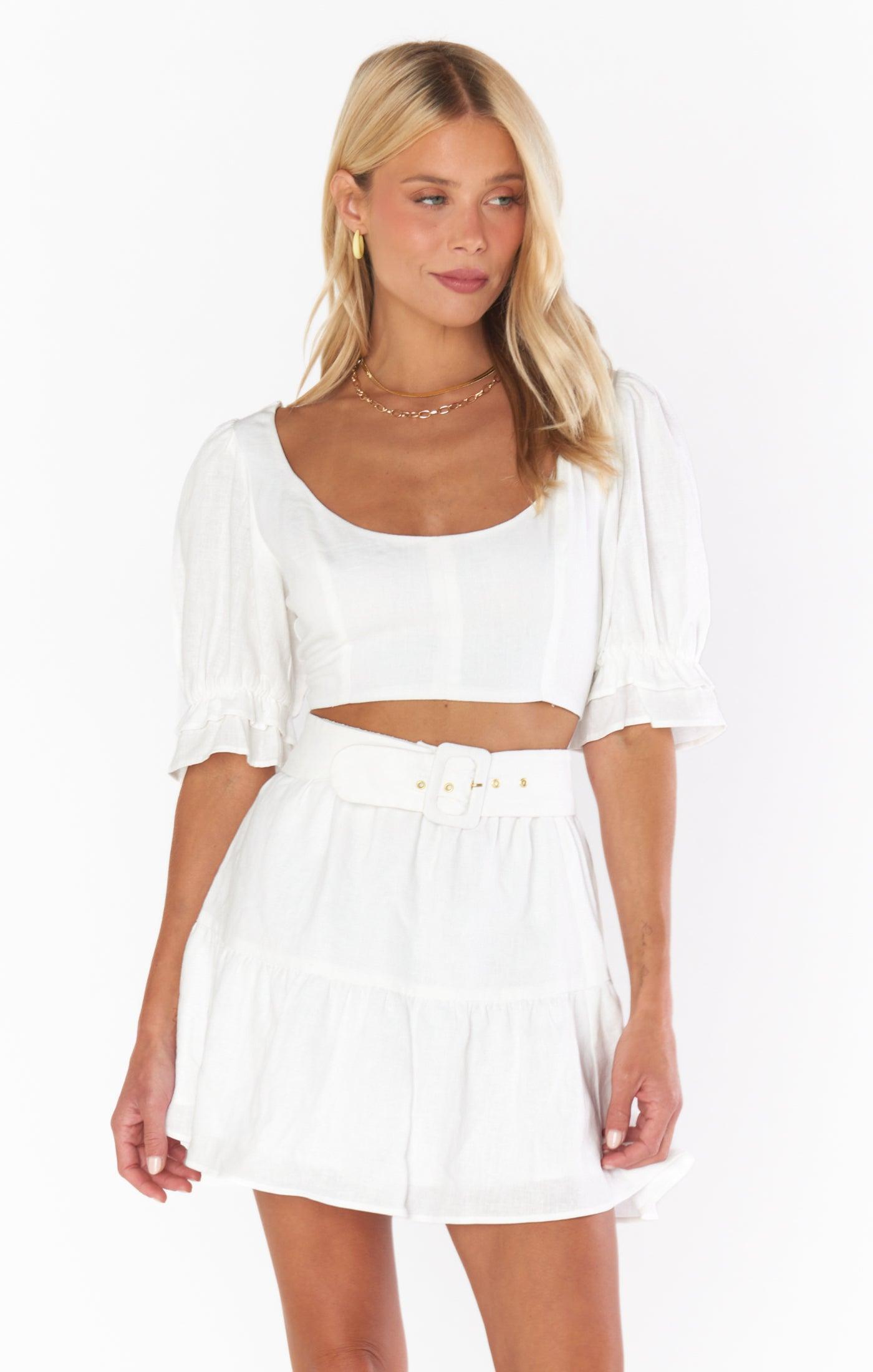 Fiona Skirt ~ White Linen Product Image