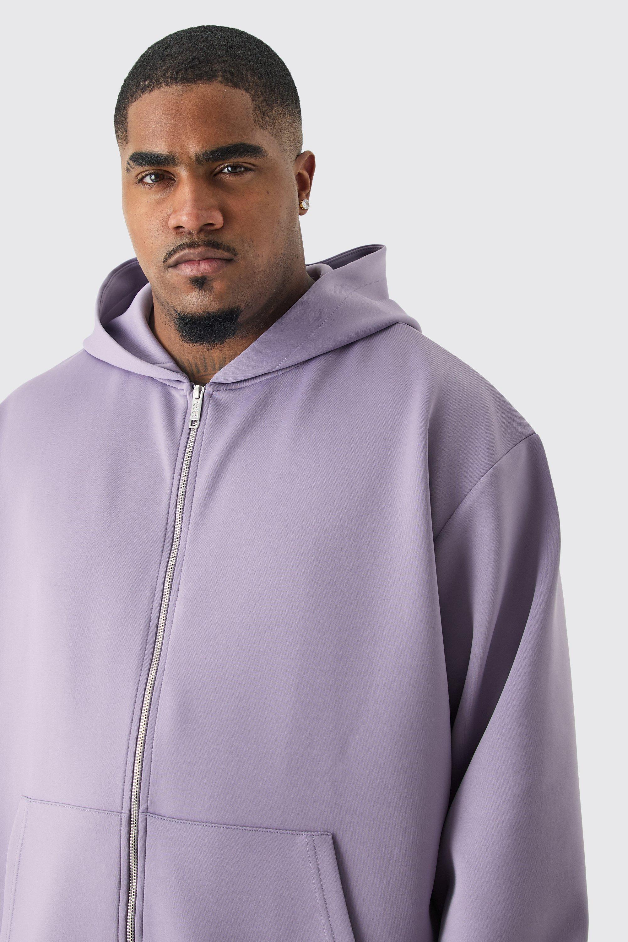 Plus Oversized Zip Through Scuba Hoodie | boohooMAN USA Product Image