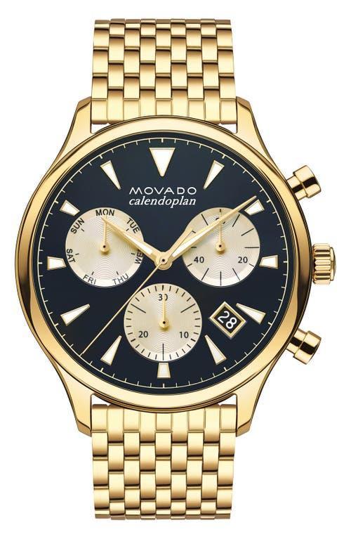 Movado Mens Heritage Yellow Ionic Gold-Tone Plated Steel Bracelet Watch 43mm - Gold-Tone Product Image