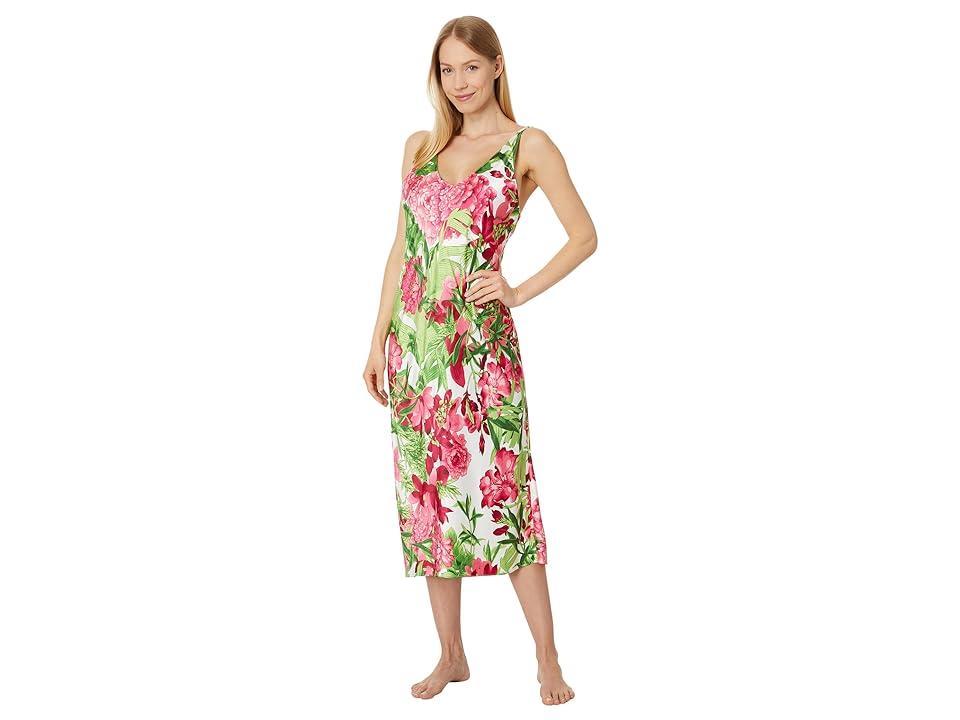 N by Natori Enchanted Peony - Satin 46 Gown (Warm White) Women's Pajama Product Image