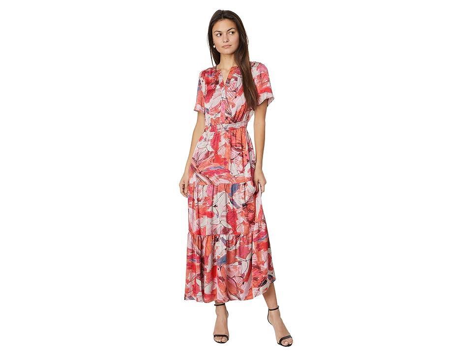 Womens Scribble Bouquet-Printed Midi-Dress Product Image