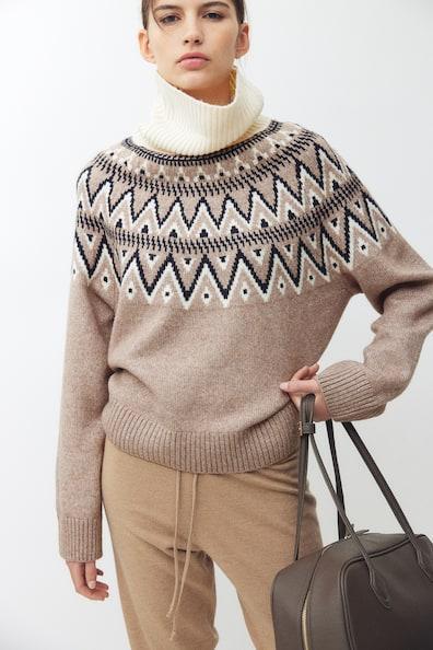 Jacquard-Knit Turtleneck Sweater Product Image