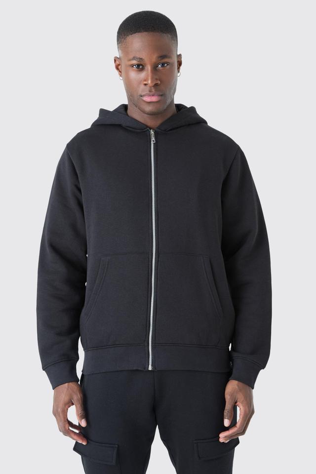 Basic Zip Through Hoodie | boohooMAN USA Product Image