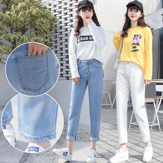 High-Waist Washed Straight fit Tapered Jeans Product Image