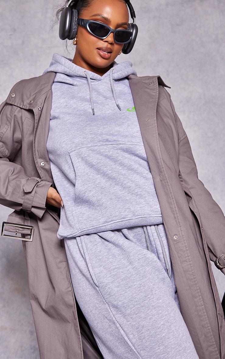 Plus Grey Belted Cuff Detail Trench Coat Product Image