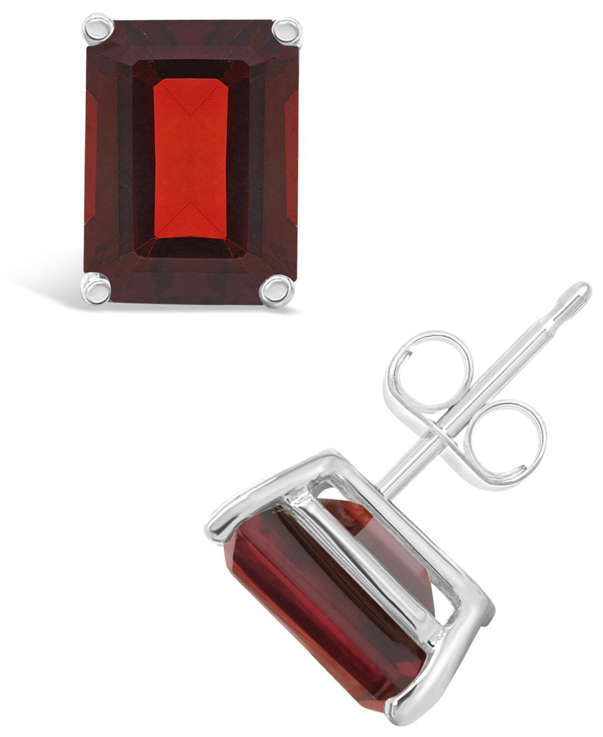 Celebration Gems 14k Gold Emerald Cut Garnet Stud Earrings, Womens, Red Product Image