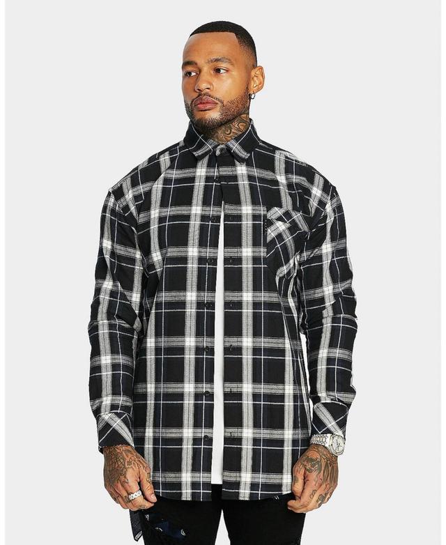 Mens Prima Long Sleeve Flannel Shirt - Navy/black Product Image