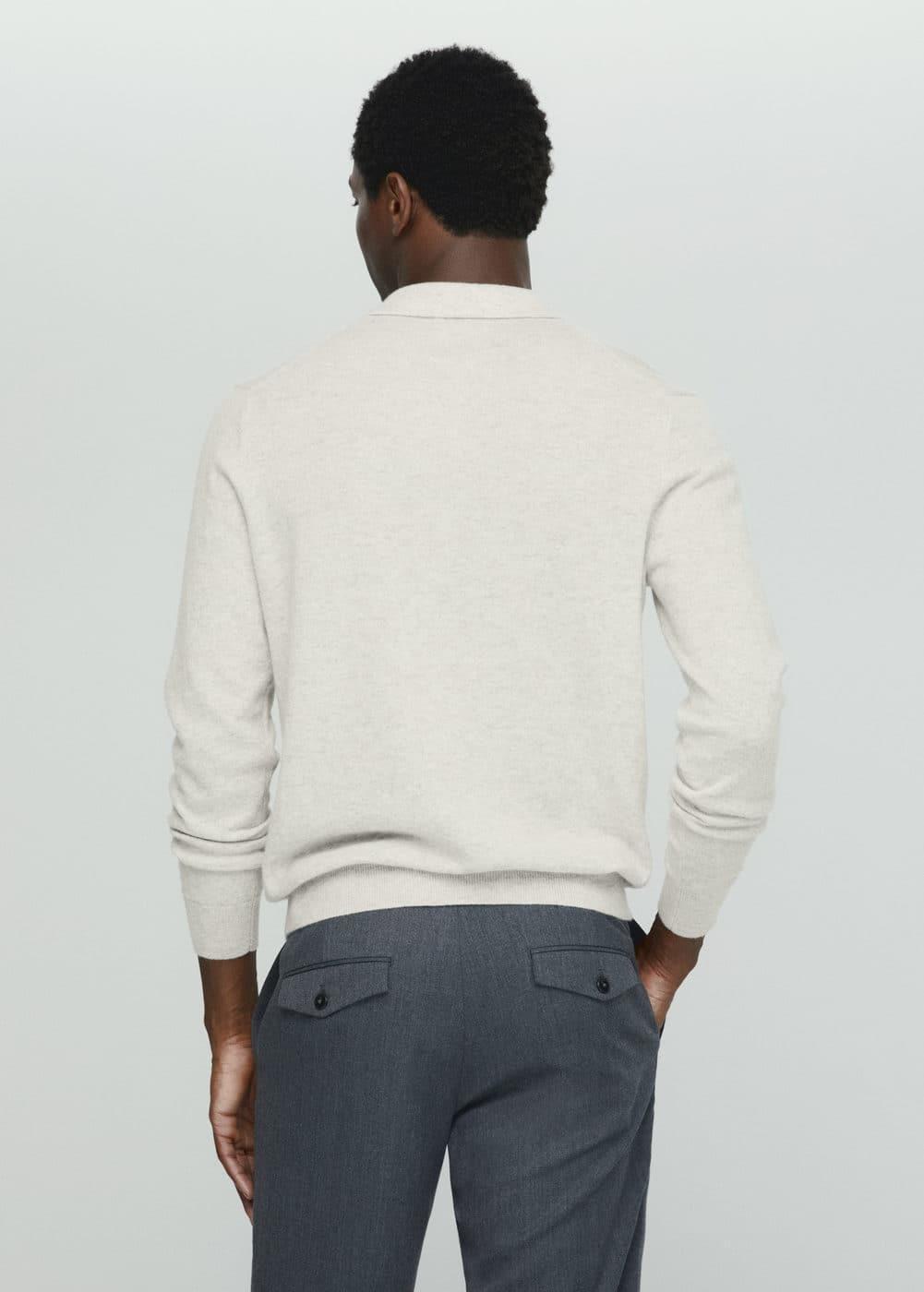 MANGO MAN - 100% cashmere knitted polo shirt light/pastel greyMen Product Image