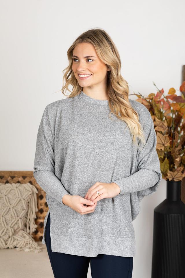 Long Sleeve Melange Knit Top Product Image