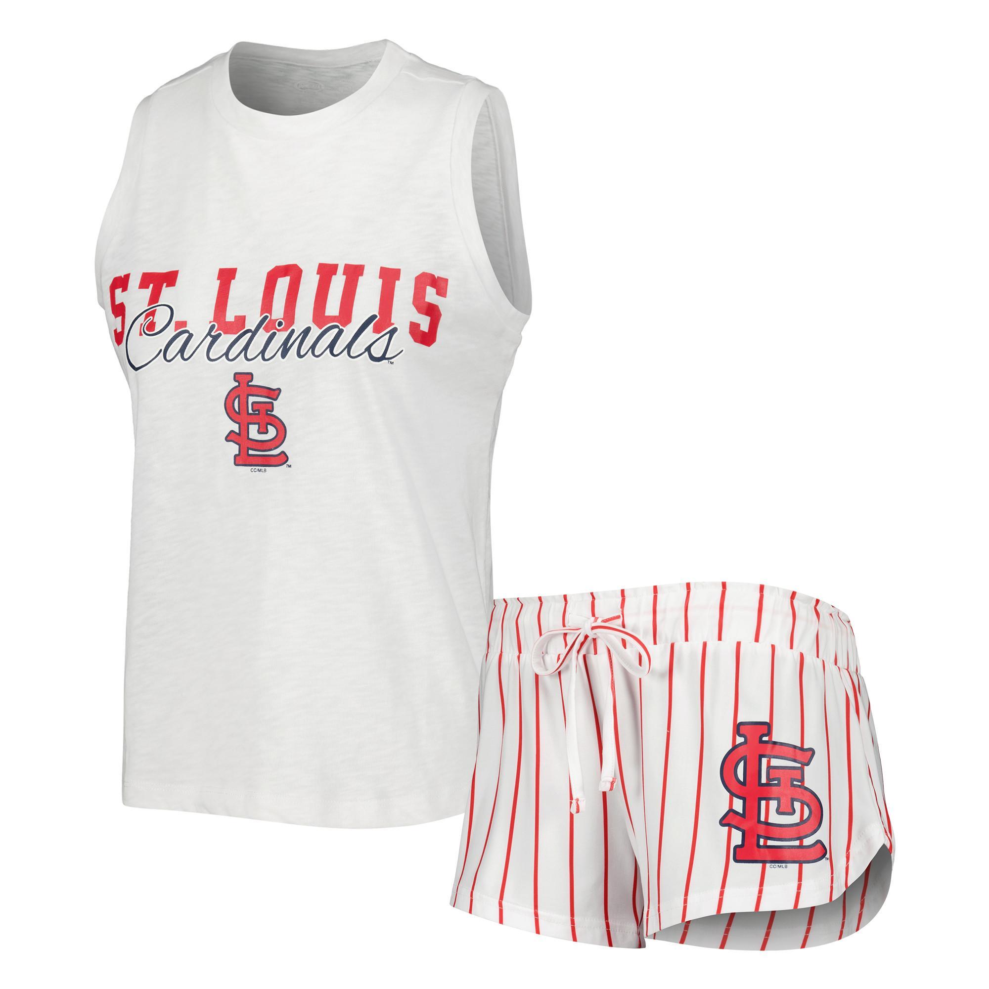 Womens Concepts Sport White St. Louis Cardinals Reel Pinstripe Tank Top & Shorts Sleep Set Product Image