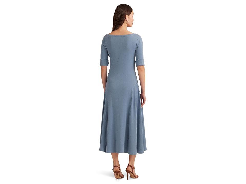 LAUREN Ralph Lauren Stretch Cotton Midi Dress (Pale Azure) Women's Dress Product Image