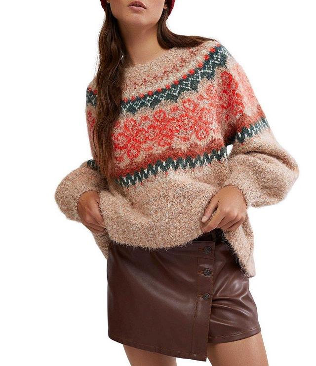 Free People Festive Frost Fair Isle Print Crew Neck Long Sleeve Sweater Product Image