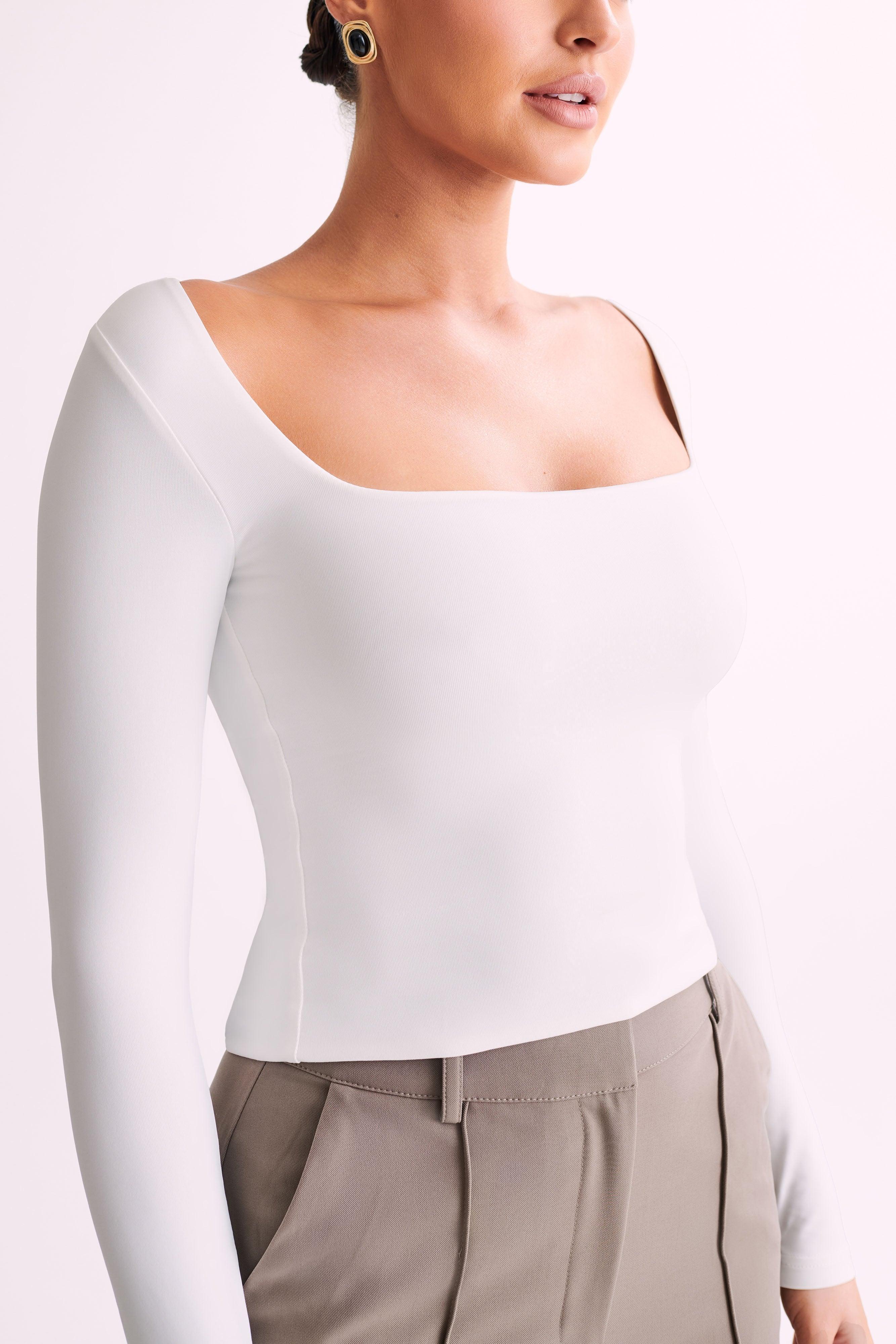 Bridget Recycled Nylon Long Sleeve Top - White Product Image