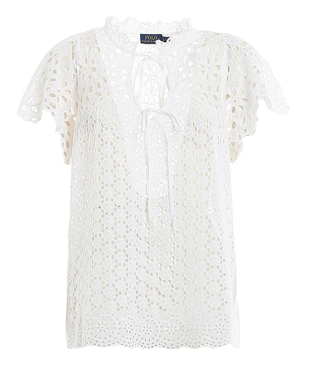 POLO RALPH LAUREN White Broderie Anglaise Blouse Product Image