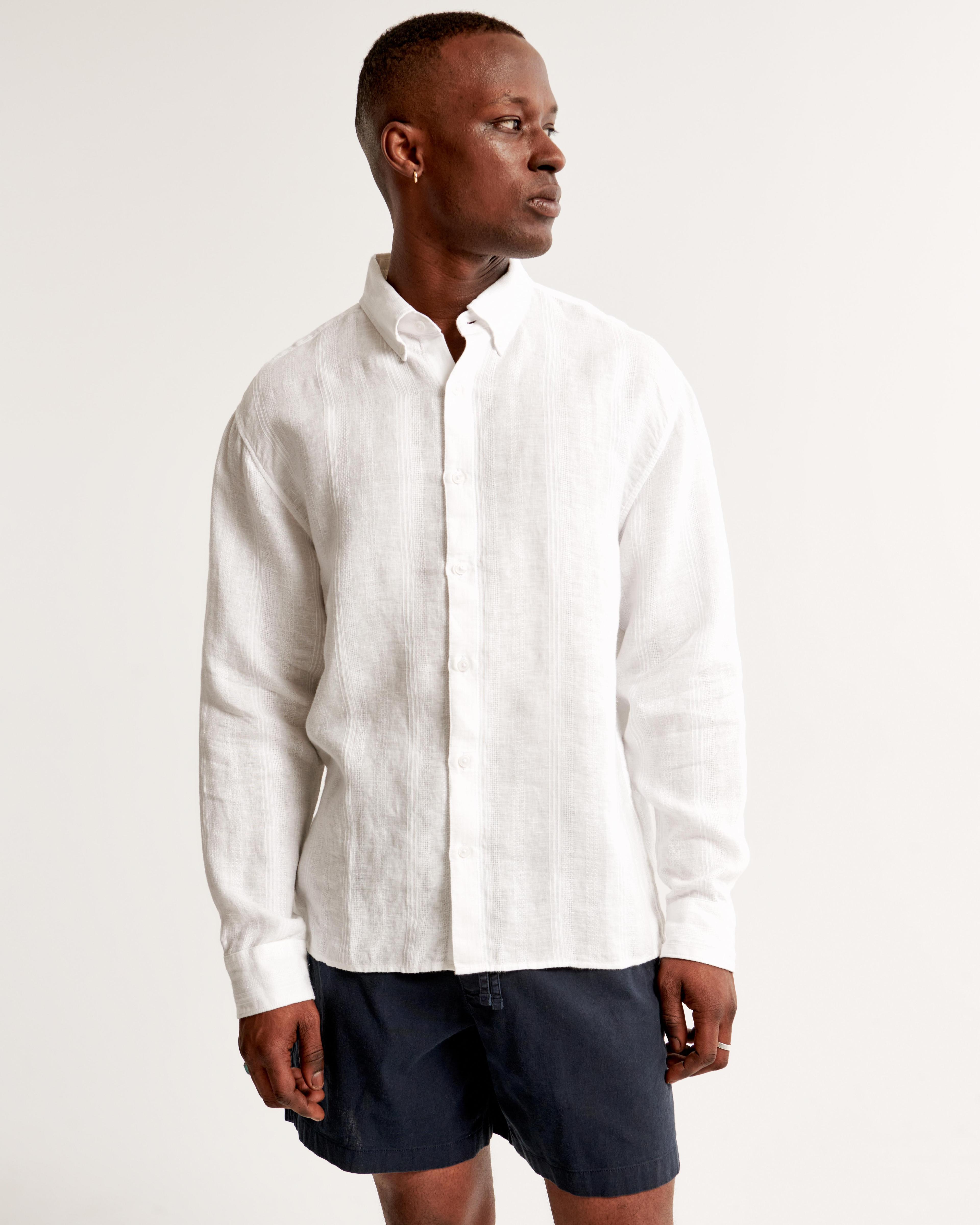 Summer Linen-Blend Button-Up Shirt Product Image