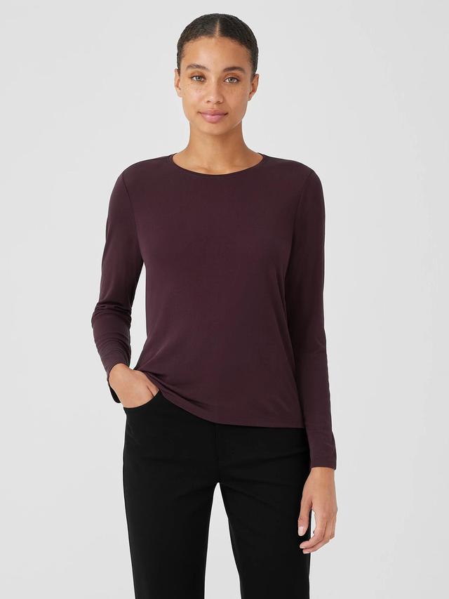 EILEEN FISHER Stretch Silk Jersey Crew Neck Topfemale Product Image